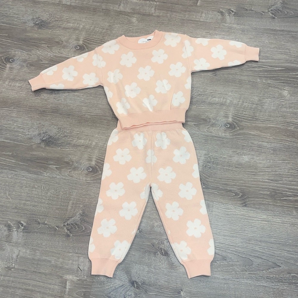 NWT Pink & White Flower Two Piece Set 18 Months